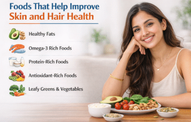 find healthy foods for glowing skin and strong hair.